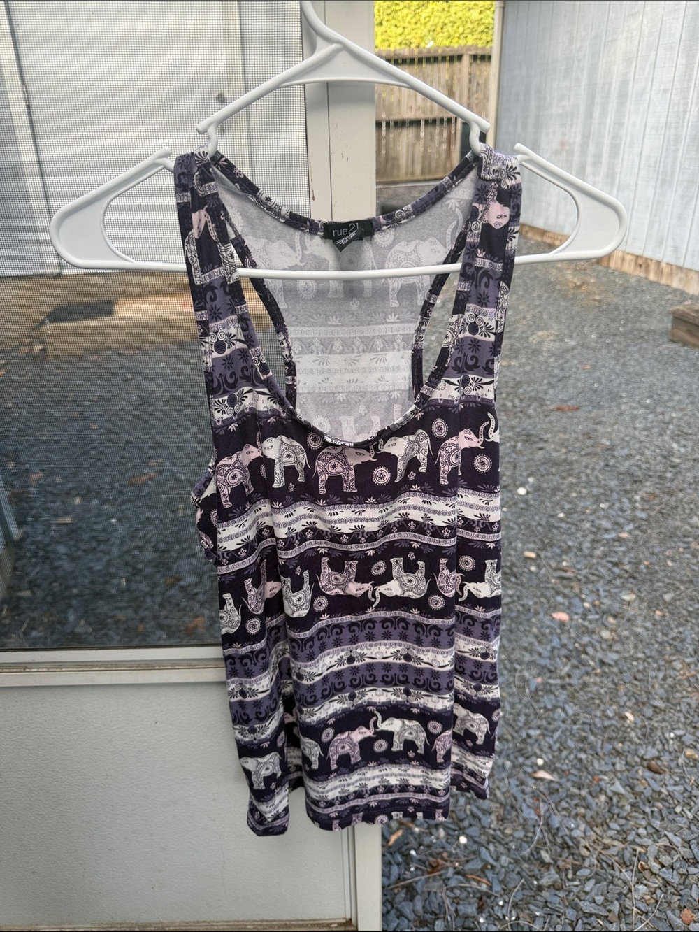 Rue21 Purple and Light Pink Elephant Pattern Tank Top